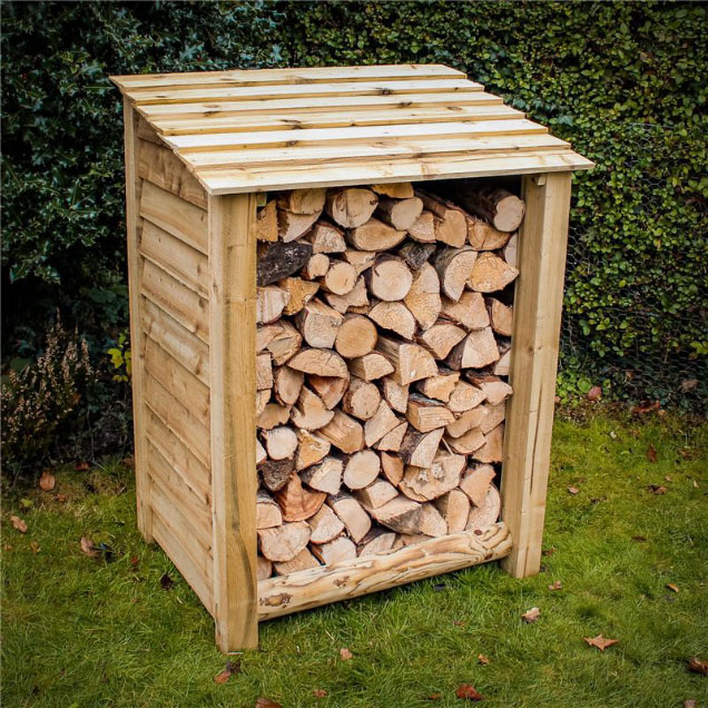 Order a Our standard log stores offer a large amount of storage, with a smart design, incorporating a raised base and a lower back for optimal air flow! Each log store is crafted from fully pressure treated timber, meaning you will get the best of quality, with incredible durability.
